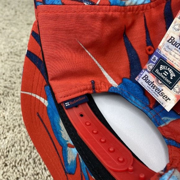 Billabong X‎ Budweiser Logo Hat Vacay Snapback Tropical Unisex Red/Blue OSFA Cap - Picture 8 of 10